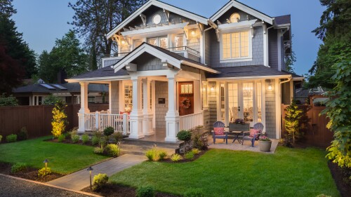 Beautiful Home Exterior at Night