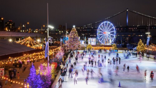 blue cross river rink at christmas