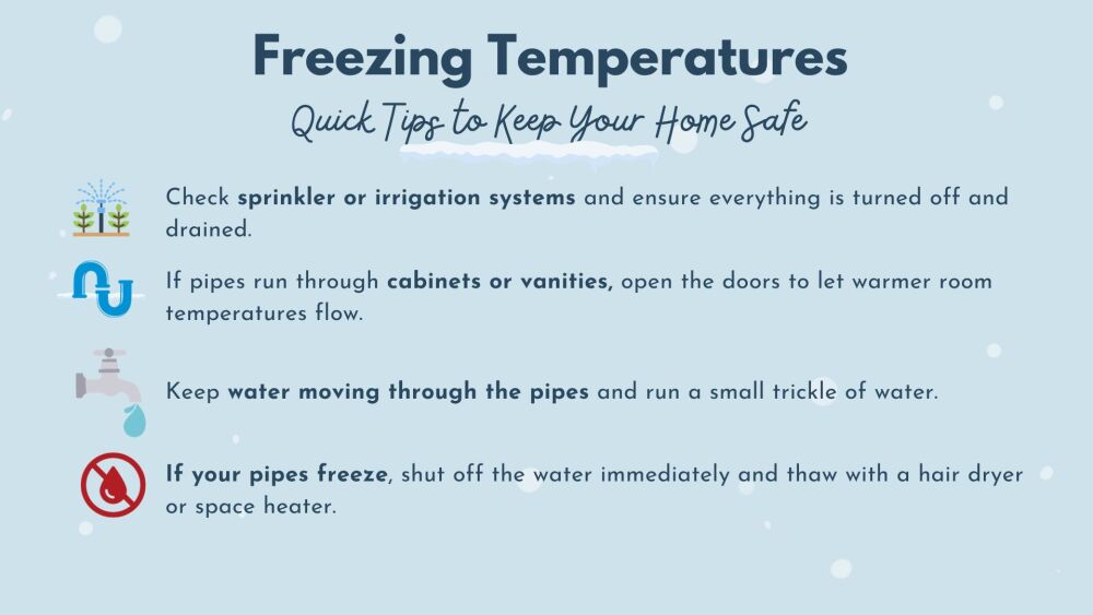 If your pipes freeze, shut off the water immediately and thaw with a hair dryer or space heater..jpg