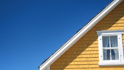 The architectural detail of a roofline on a home
